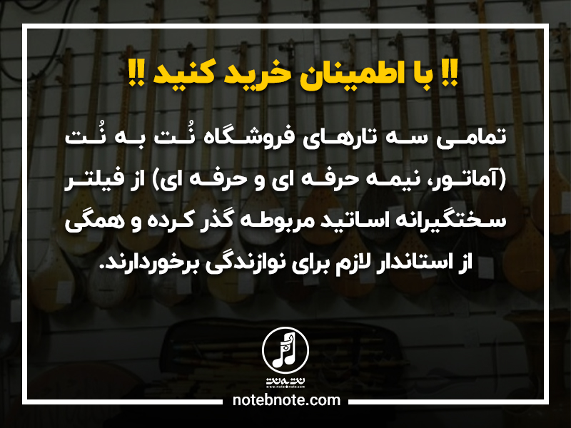 شما می‌توانيد با اطمینان خاطر از فروشگاه آنلاین نت به نت ساز سه تار خریداری کنيد